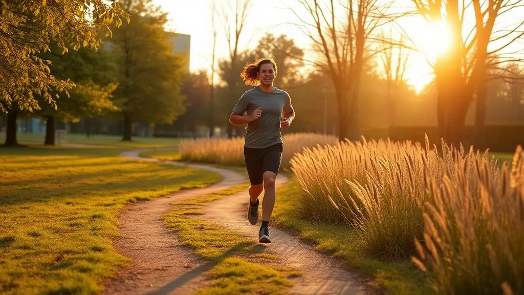 Person jogging outdoors in a park