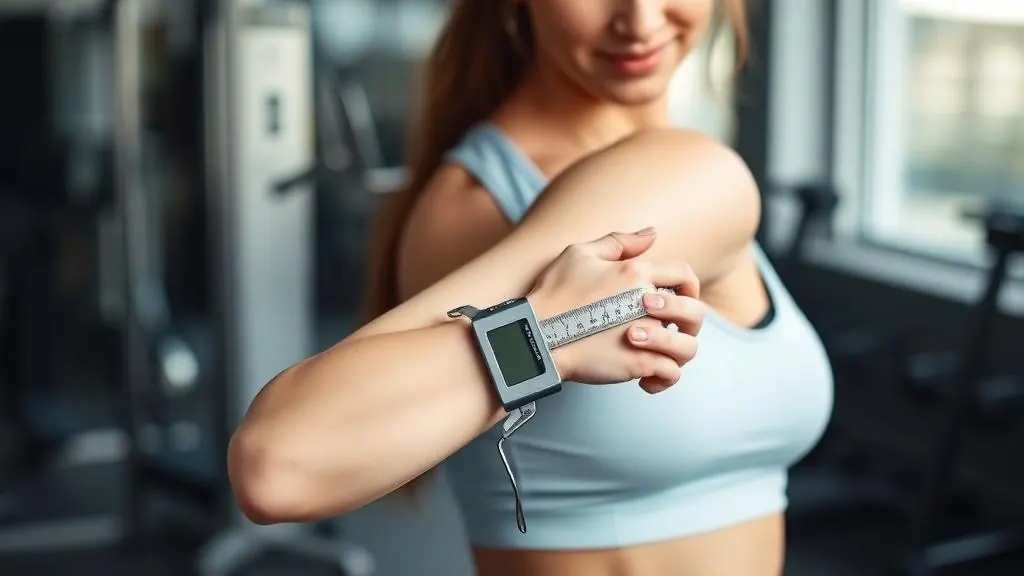 Person measuring waist circumference with tape measure for body fat estimation