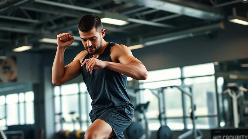 Person performing high-intensity interval training in a gym