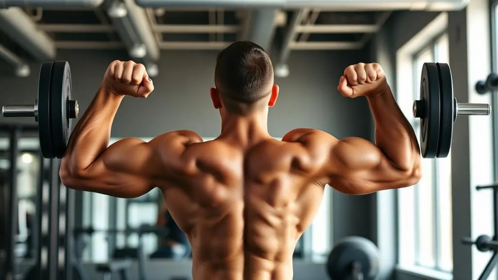 Person performing strength training exercises with barbell
