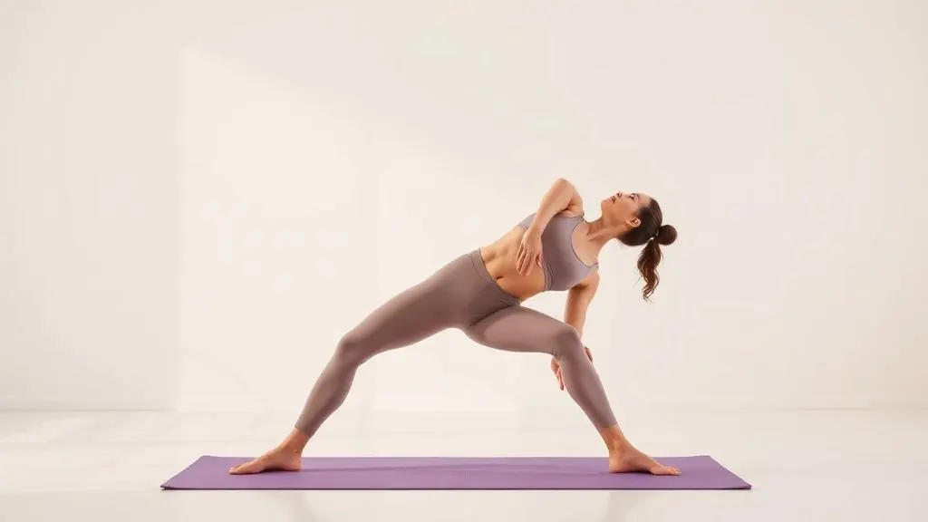 Woman doing yoga stretch in studio